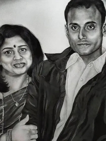 A timeless couple portrait, created to celebrate a long journey of love. I used graphite pencils on A2 size, 300 gsm paper to capture their bond, ensuring every detail contributes to a memory that will last forever.