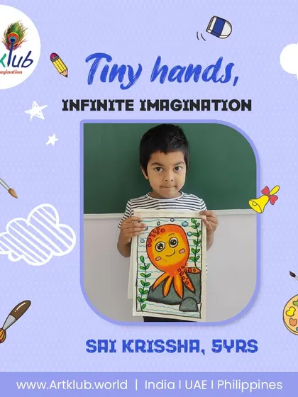 With tiny hands, 5-year-old Sai Krissha creates a friendly octopus with infinite imagination.