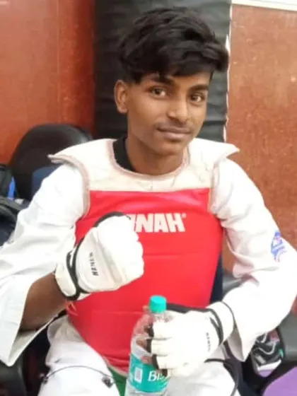 My student Himanshu, focused and ready before his match at the Delhi State School Games 2023.
