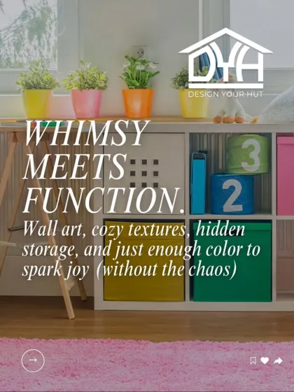 Taming the toy chaos is my specialty. I use smart and stylish storage solutions like these colorful cubby bins to make cleanup a breeze. It's about creating a system where whimsy meets function, keeping the room organized without losing its playful vibe.