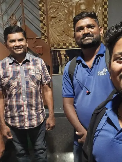 Our team members taking a selfie with a happy customer. Every new installation brings a smile to our faces too.