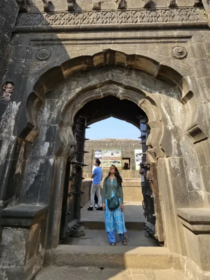 Standing at the grand arched entrance of Lohagad fort. The history and scale of such places are incredibly inspiring for an artist.