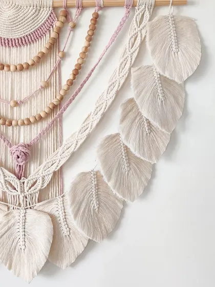 The delicate macrame leaves are one of my favorite parts of this design.