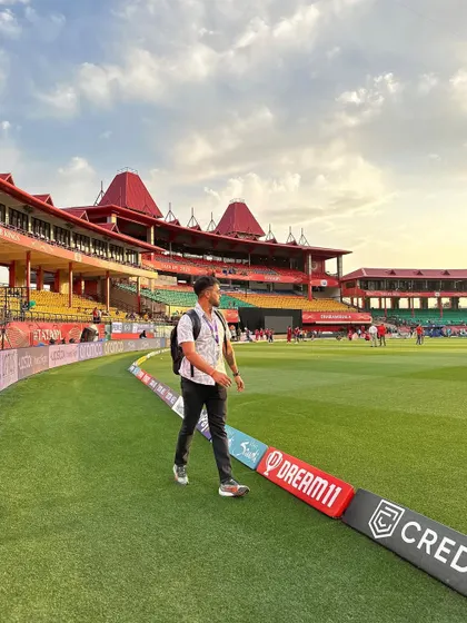 Chasing the sun at the picturesque Dharamsala stadium. The views and the vibe here are second to none.