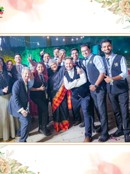 Our team celebrating with guests at a beautiful wedding at Sula Vineyards. We love being a part of unique destination weddings.