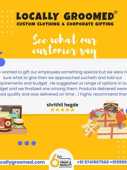A review from Shrithil Hegde, who appreciated our consultative approach. We helped them find the right gift for their employees within their budget, ensuring good quality and timely delivery.
