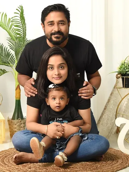 A classic family pose in our versatile boho studio. This setup is perfect for capturing the connection and love of a family.