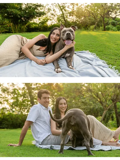 Another look at Millie's star turn in her parents' engagement photos. The second photo, with her tail wagging right in front of the camera, perfectly captures the fun and spontaneity of the day.