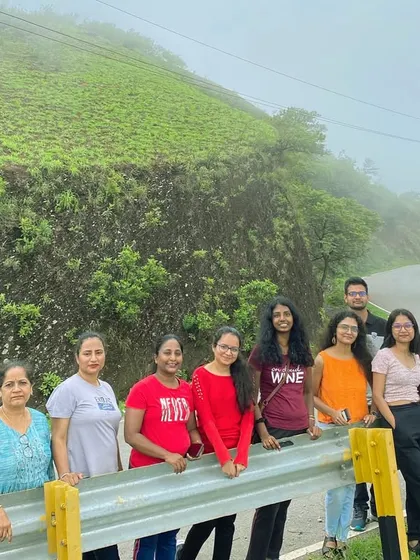 A moment of pause on a winding mountain road. The journey through these green landscapes is an experience in itself, with beautiful views at every turn.