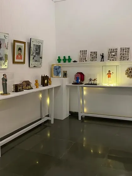 The shrine dedicated to actor Dr. Rajkumar, part of the 'Southern Stars' exhibition. This collection of sculptures, photos, and objects was my way of paying homage to a cultural icon.