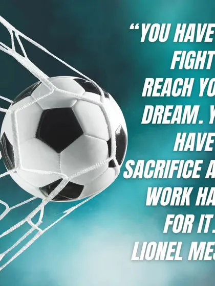 We use the words of legends like Lionel Messi to inspire our players. This graphic reminds everyone that reaching your dream requires sacrifice and hard work, a core value at our academy.