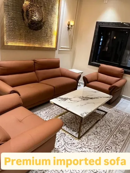 This is what I mean by quality you can trust. This premium imported leatherette sofa set, complete with a marble-top coffee table, was delivered and set up for a client in Hyderabad. You get the full, luxurious look without any compromises.