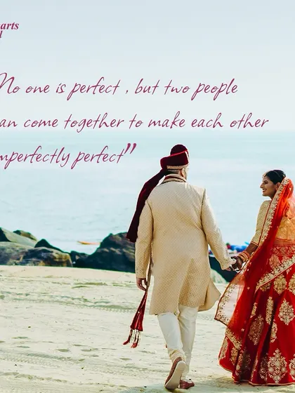 No one is perfect, but two people can come together to make each other imperfectly perfect. A great marriage is about complementing each other's strengths and supporting each other's weaknesses.