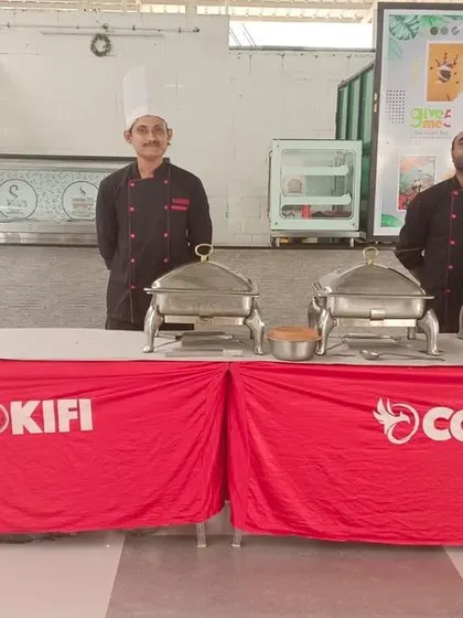 A live chaat counter set up for a Deepavali office party at Aditya Birla Fashion & Retail. It's a great way to add a festive touch to corporate celebrations.