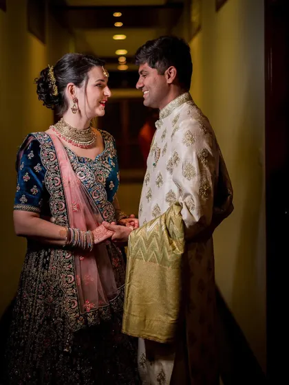 An intimate moment between a cross-cultural couple during their engagement celebration. We capture the love that transcends cultures.