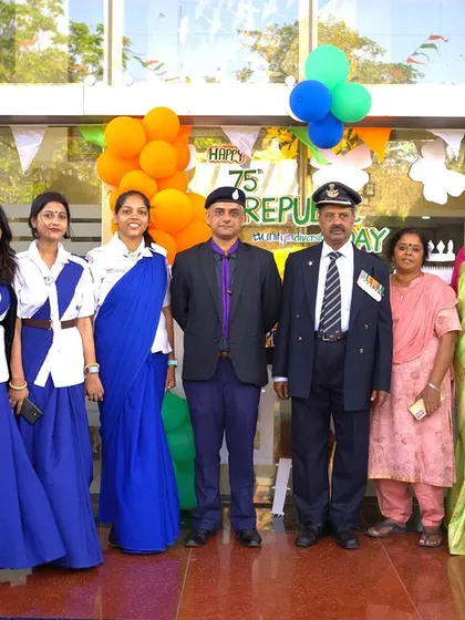 Our Scouts and Guides unit with the school leadership, representing the spirit of service and discipline on Republic Day.