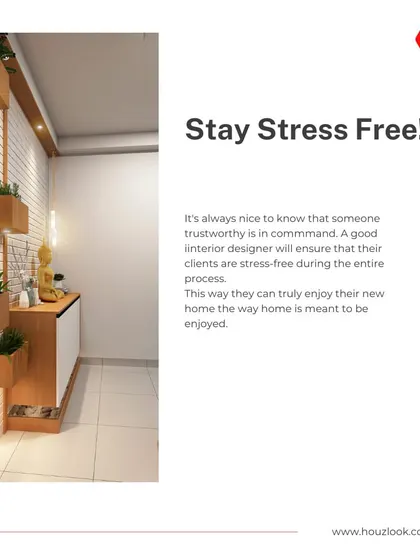 Hiring a trustworthy interior designer ensures you stay stress-free throughout the process. This tranquil entryway with integrated planters and lighting shows the peace of mind that comes with professional execution.