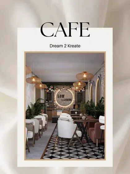 A promotional graphic for the "Low Calories" cafe project.