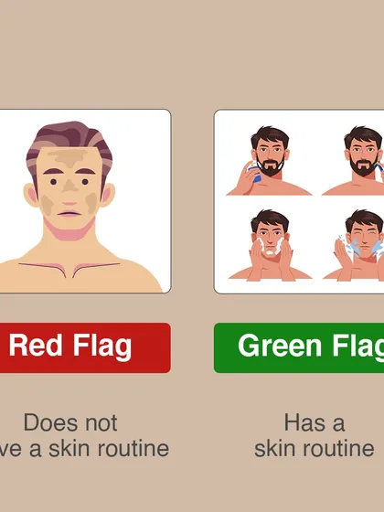Not having a daily skincare routine is a red flag for your skin's health. A simple, consistent routine is a green flag that shows you are committed to maintaining healthy skin.