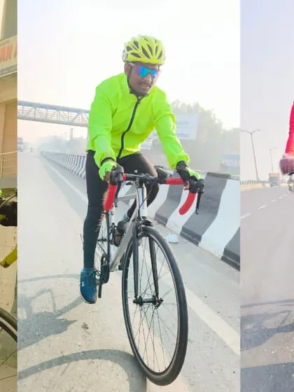A collage of different riders from our end-of-year event, highlighting the diversity of our community.