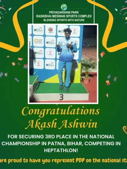 I am incredibly proud to congratulate our athlete, Akash Ashwin, for securing third place in Heptathlon at the National Championship. His success is a testament to his dedication and the high-level training we provide.