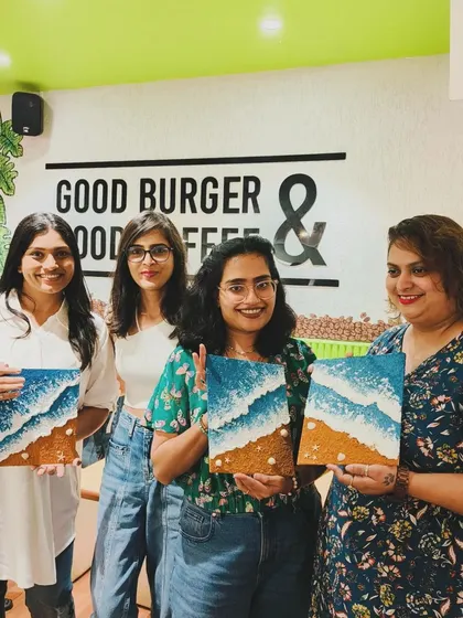Beautiful texture paintings from our workshop in Indore. The beach vibes are immaculate.