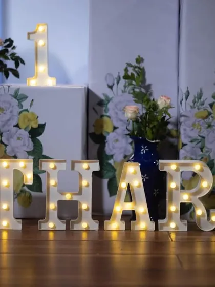 Personalized light-up marquee letters spelling out the birthday child's name are a fantastic addition to any decor.