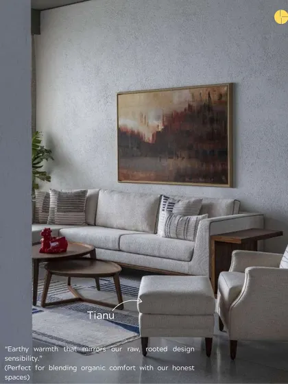 We often collaborate with furniture brands like Tianu that share our design sensibility. Their earthy warmth and organic comfort blend perfectly with our honest spaces.