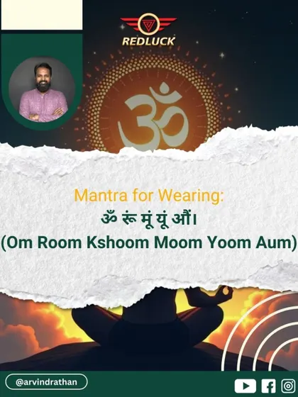 The mantra for wearing the 11 Mukhi Rudraksha is "Om Room Kshoom Moom Yoom Aum." Chanting this mantra activates the bead's energy, inviting transformation, courage, and clarity into your life.