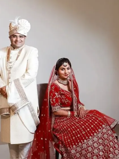 Prarthana and Karan, two teachers who found each other through our service, pose for a classic wedding portrait. Their story is a beautiful example of a partnership rooted in learning, growth, and now, parenting.