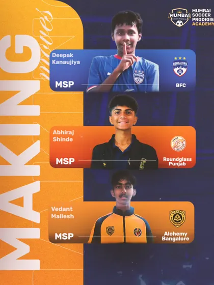 Making moves! We celebrate three of our players who were selected into top residential academies like Bengaluru FC and Roundglass Punjab.