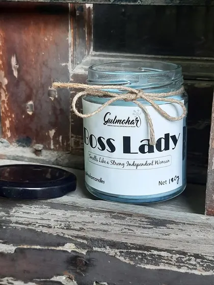 The "Boss Lady" candle, a perfect gift for Rakshabandhan or Mother's Day to celebrate the amazing women in your life.