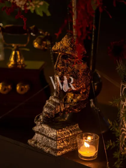 A close-up of a "Silence" sculpture, a thoughtful and artistic prop that added to the soulful and mystic atmosphere of the Sufi night.