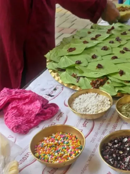 A live Paan station is always a favorite among guests. I offer a variety of fresh ingredients for a customized paan, providing a perfect, refreshing end to a hearty meal.