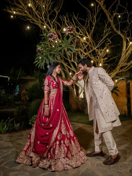 The magic of a Sangeet night. From the couple's dance to the grand entrance, we capture the energy, romance, and stunning outfits of your celebration.