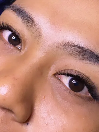 This client wanted super natural looking lash extensions, and that's exactly what she got. They enhance her eyes without screaming "extensions".