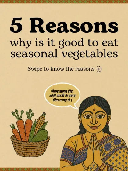 Why is it good to eat seasonal vegetables? This illustration explains the wisdom our elders followed. The best taste comes from what is grown in the right season.