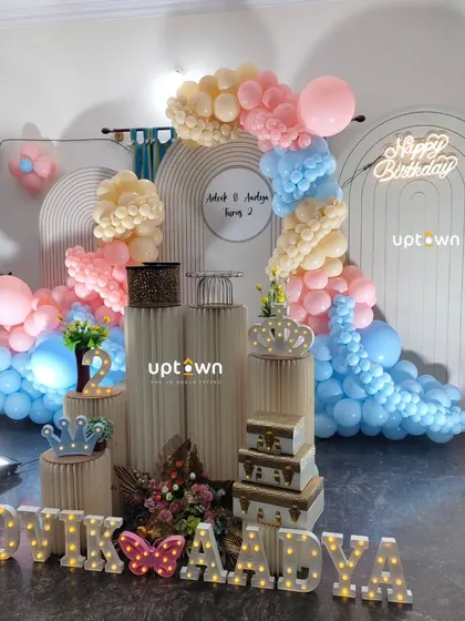 A modern and chic pastel theme for a twins' birthday party.