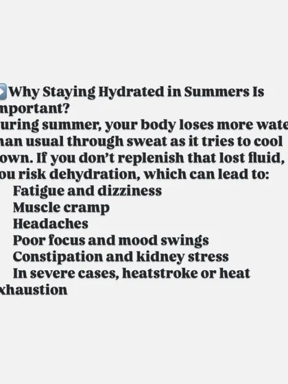 Staying hydrated is crucial, especially in the summer. This series explains why it's important, how much water you need, and simple tips to help you drink more water throughout the day.