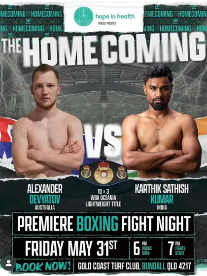 Announcing our fighter from Chennai competing for the WBA Oceania title in Australia.