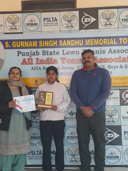 Manshi Singh making her mark at the AITA National Series U-18 doubles tournament in Jalandhar.