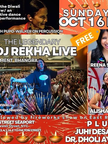 A flyer for the massive AIA Diwali celebration at South Street Seaport. I love kicking off the Diwali season with this huge, free public event, followed by fireworks.
