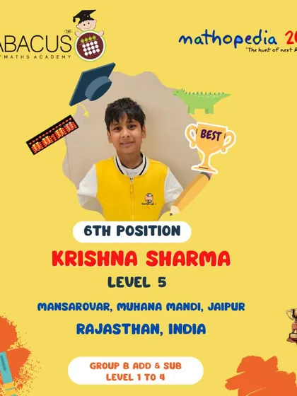 Krishna Sharma from Jaipur, Rajasthan, achieving 6th Position.