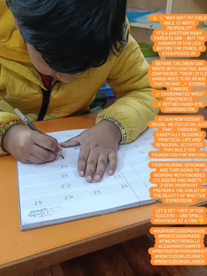 Many parents ask us, "Why can't my child write yet?". The answer often begins with developing strong, coordinated hands. Our approach focuses on foundational fine motor skills through practical activities, preparing the child for the complex task of writing.