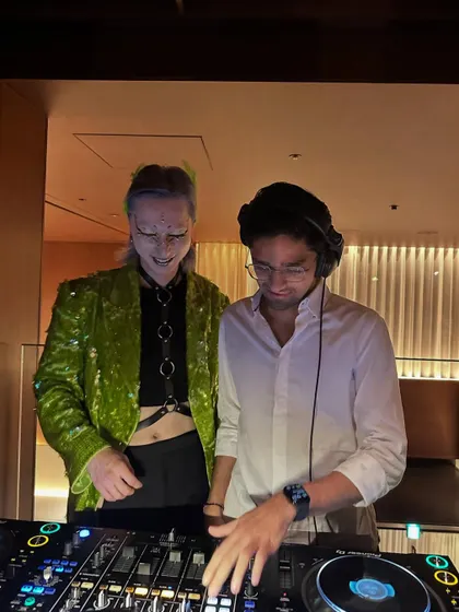 Collaborating with a local artist in Tokyo. I love connecting with the local music scene wherever I travel.