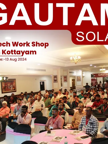 The audience at our Tech Workshop in Kottayam, where attendees received an in-depth look at our cutting-edge solar panels and domestic manufacturing capabilities.