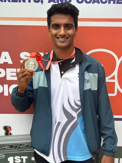 Congratulations to Poornachandra for securing a silver medal in the Junior Men's NR Pistol event at the state championship. His focus and calm under pressure really paid off.