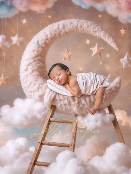 I love creating these dreamy, magical worlds for your little ones. This portrait uses a custom-designed moon prop and a beautifully edited sky to create a fairy-tale memory that you can treasure forever.