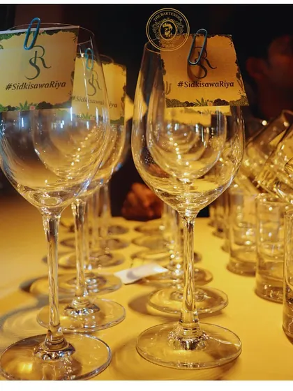 Elegance in every glass. For the wedding of #SidKiSawaRiya, we prepared these beautiful wine glasses with custom initialed tags, ready for the celebration.