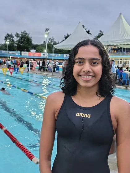 Aditi Vinayak Relekar after her 800m Freestyle gold.